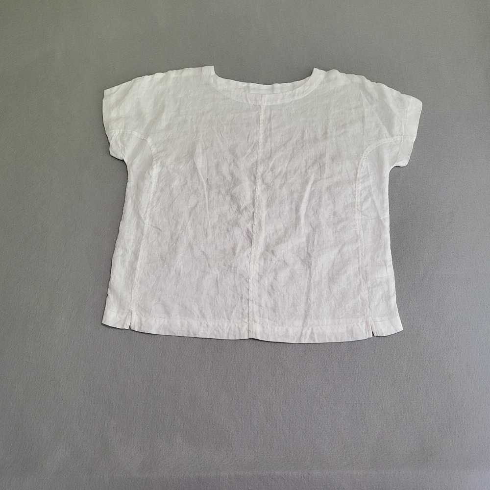 Pure Jill 100% Linen White Langenlook Short Sleeve Top Shirt Women's Size XS